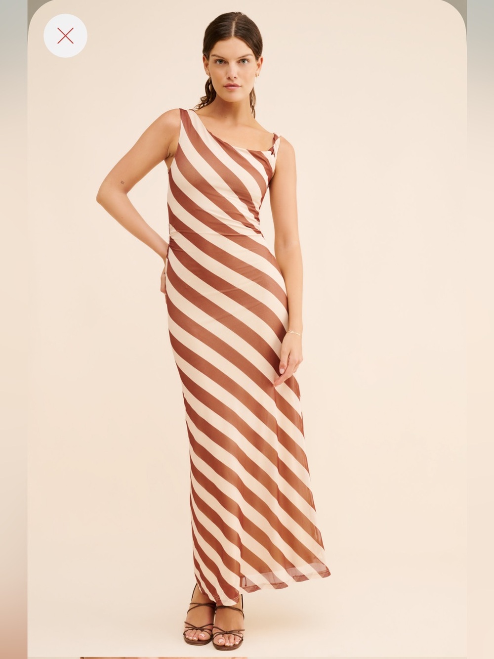 4SI3NNA Striped Mesh Twist Fitted Maxi Dress size medium